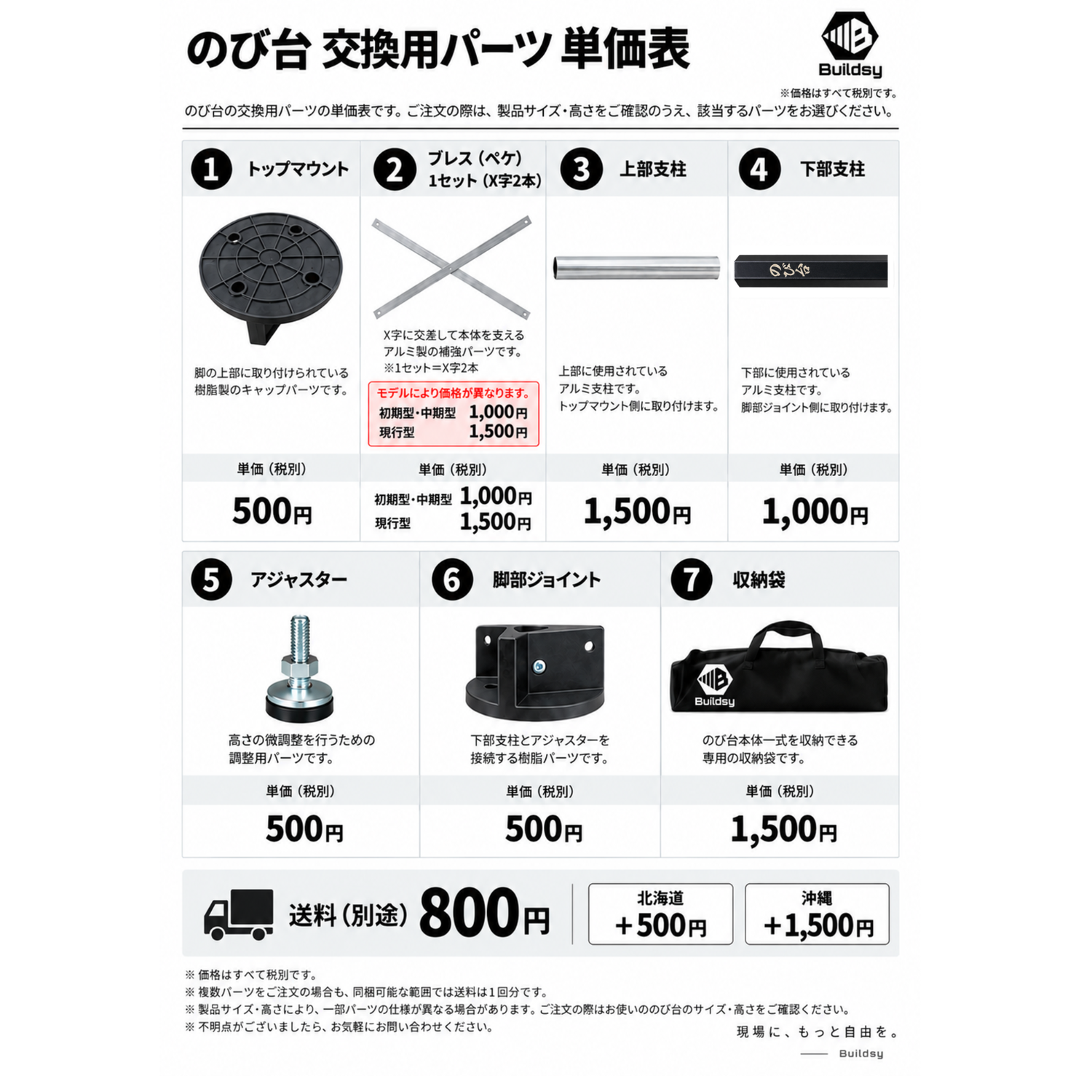 のび台交換パーツ