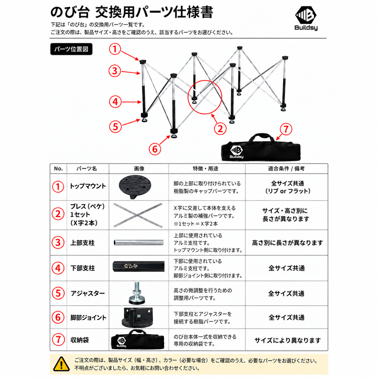 のび台交換パーツ